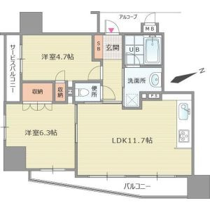 グランスイート阿倍野駅前ローレルコートの間取り