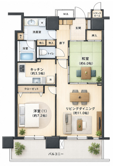 【間取り】 | クリオレジデンスタワー横浜鶴ヶ峰　鶴ケ峰駅1分/ペット飼育可/24Hゴミ出し可/宅配ボックス