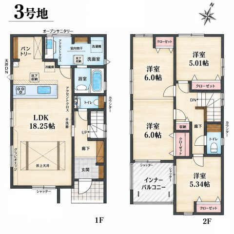 ■吹田市原町　新築一戸建ての間取り|3号地
