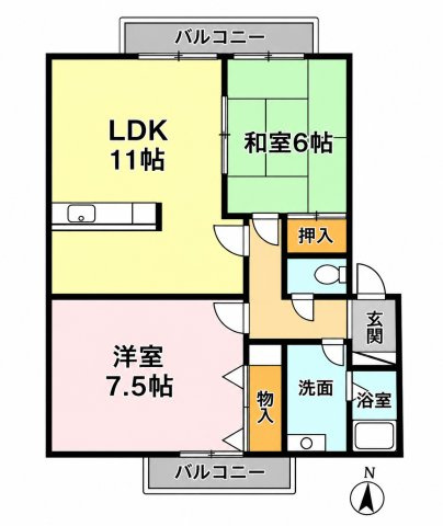 太宰府市青山２丁目のアパートの間取り|別号室タイプ