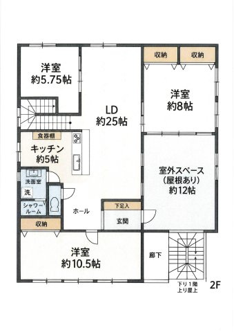 【間取り】 | 甲府市朝気　土間風フリースペースあり　4LDK