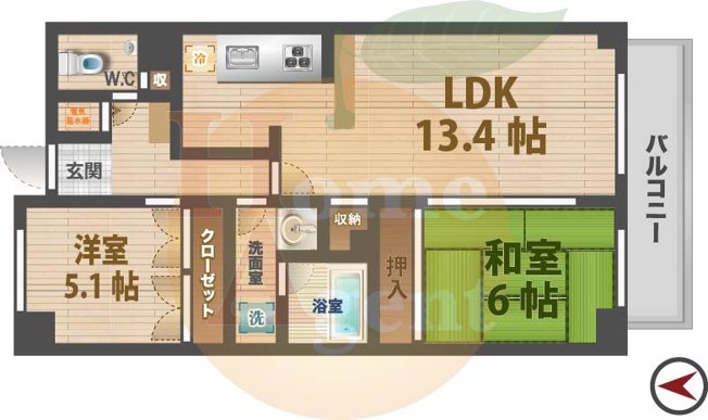 【間取り】 | アミ浜田山 | 2LDKのお部屋。