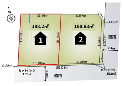 【区画図】 | 宇都宮市駒生町　１号棟 | 南側道路に面した日当たり良好の区画☆間口約11.8mで車の並列駐車もラクラクこなせて快適ですよ！