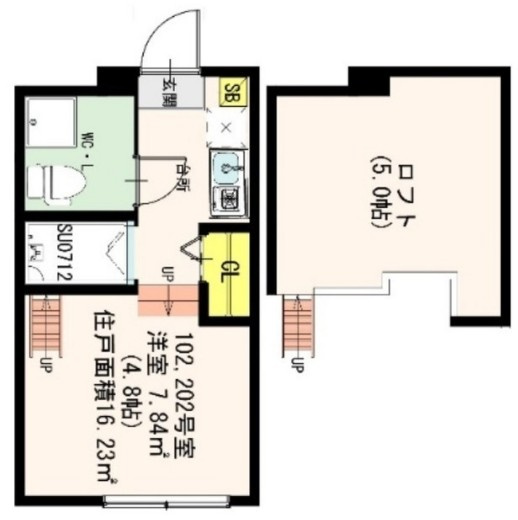 足立区千住中居町のアパートの間取り