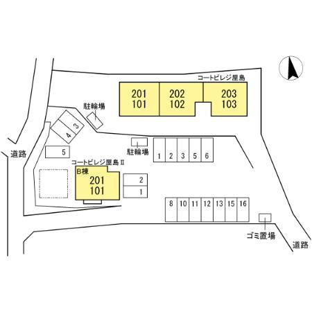 コートビレジ屋島Ⅱ B棟の区画図
