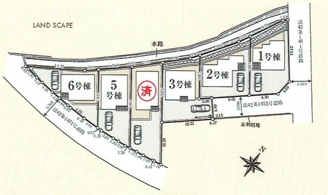 青梅市梅郷5丁目　新築戸建全6棟の区画図