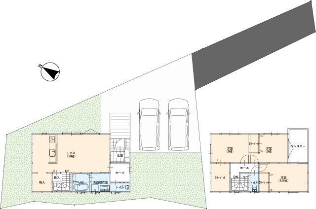 【土地図＋建物プラン例】の画像