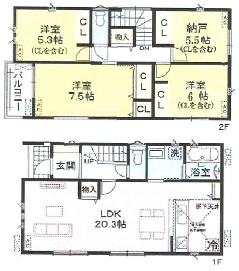 ●奈良市杏町　第1期　新築一戸建ての間取り|2号地