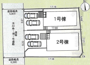 小田原市小竹第11　新築戸建　全2棟1号棟の区画図