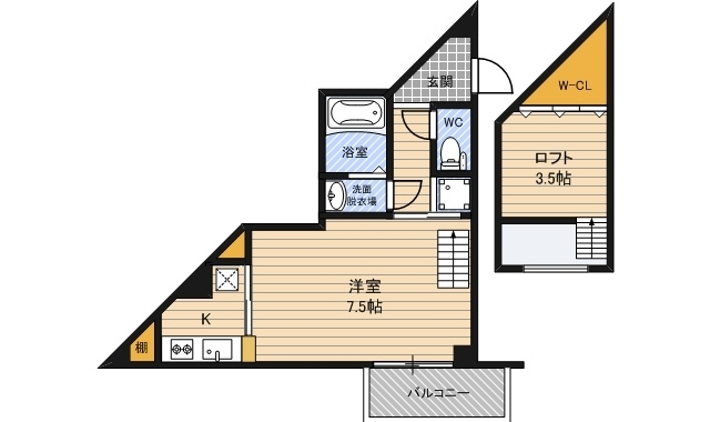 スタジオapt.ウッドハウスの間取り