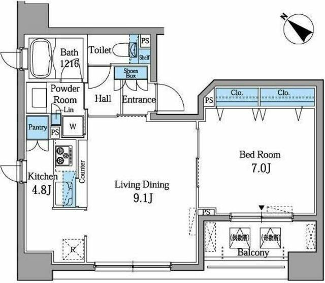 横浜市中区吉田町の賃貸マンションの間取り