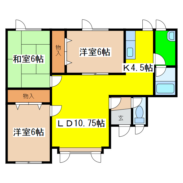 拓穂ハイツ (新開)の間取り