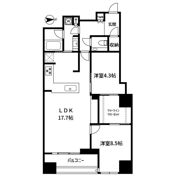 富久クロスコンフォートタワーの間取り