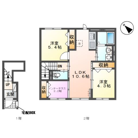 ウエストソレイユ（坂戸市大字石井　アパートⅢ）の間取り