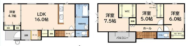 福岡市南区屋形原３丁目の新築一戸建の間取り