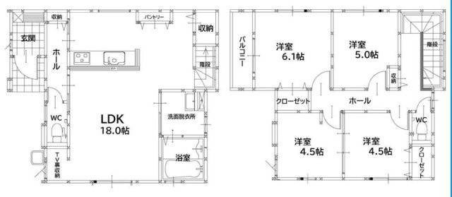 福岡市中央区輝国２丁目の新築一戸建の間取り