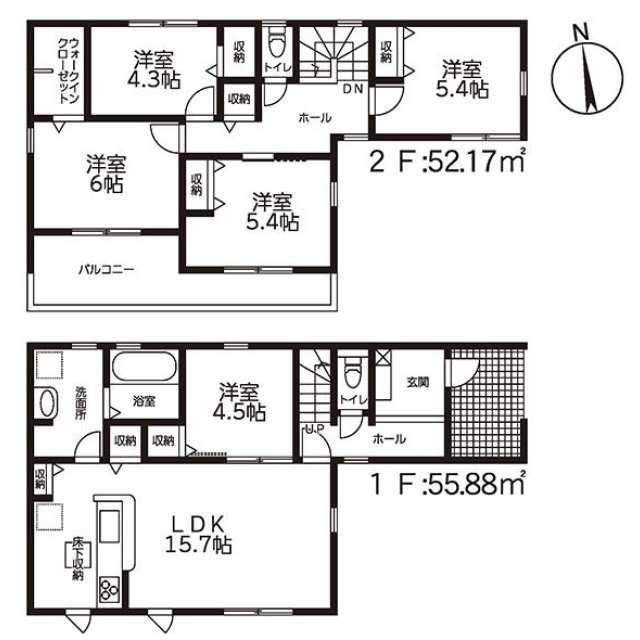 新築戸建て・仲介手数料無料）犬山市南古券第３・３号棟の間取り