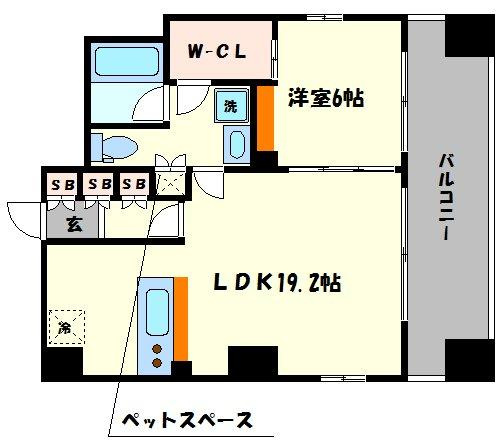 プラスヴァンドームサントルの間取り|プラスヴァンドームサントル　1LDK