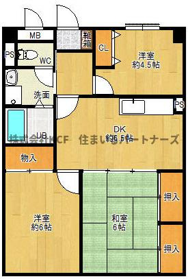 久留米市津福今町の賃貸マンションの間取り