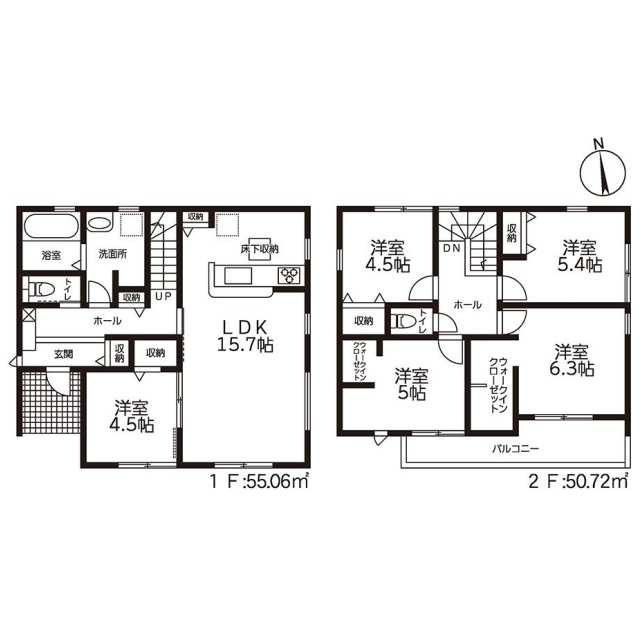 新築戸建て・仲介手数料無料）犬山市南古券第３・５号棟の間取り
