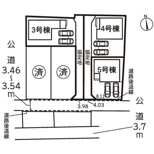 新築戸建て・仲介手数料無料）犬山市南古券第３・５号棟の区画図