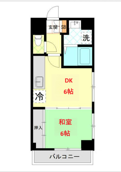 【間取り】 | エンゼルハイム梅屋敷第2 | 和室6帖　DK6帖