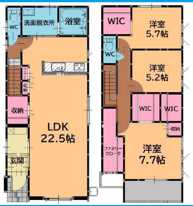 太宰府市通古賀６丁目の新築一戸建の間取り