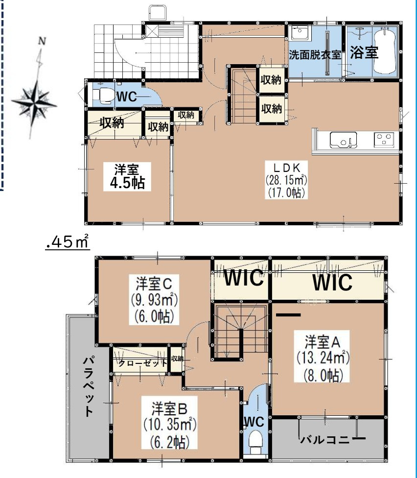 福岡市南区老司３丁目の新築一戸建の間取り