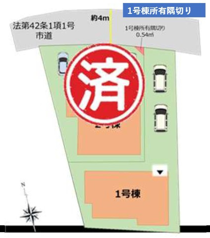 福岡市南区老司５丁目の新築一戸建の区画図