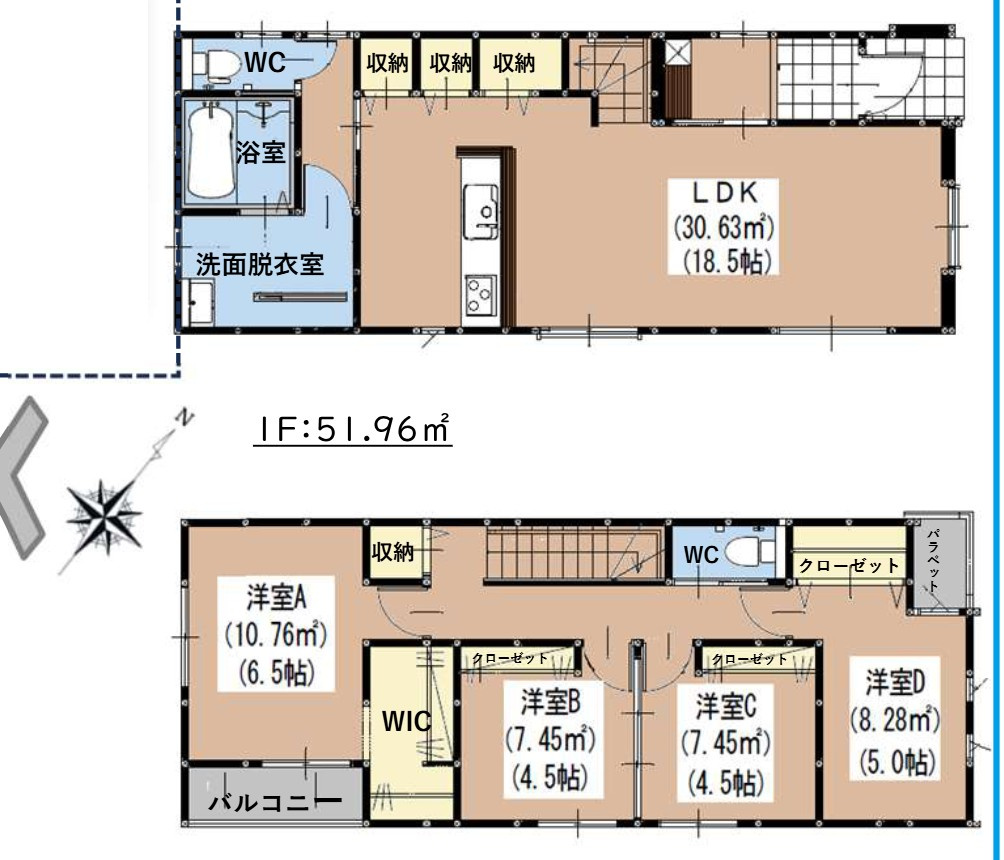 福岡市博多区月隈６丁目の新築一戸建の間取り