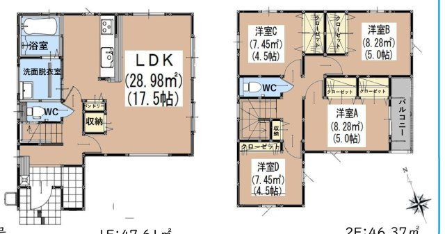 福岡市早良区内野５丁目の新築一戸建の間取り
