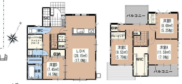 春日市須玖南１丁目の新築一戸建の間取り