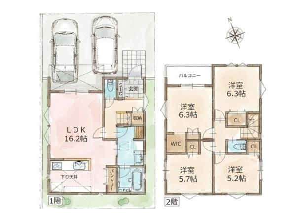 横浜市旭区都岡町の新築一戸建の間取り