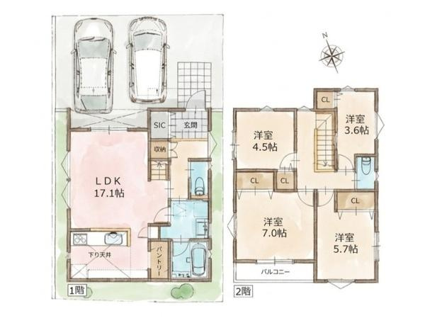 横浜市旭区都岡町の新築一戸建の間取り