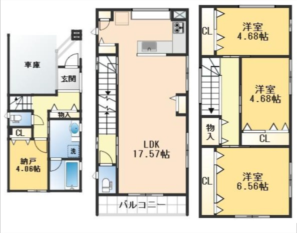 豊中市岡上の町2丁目　新築戸建の間取り