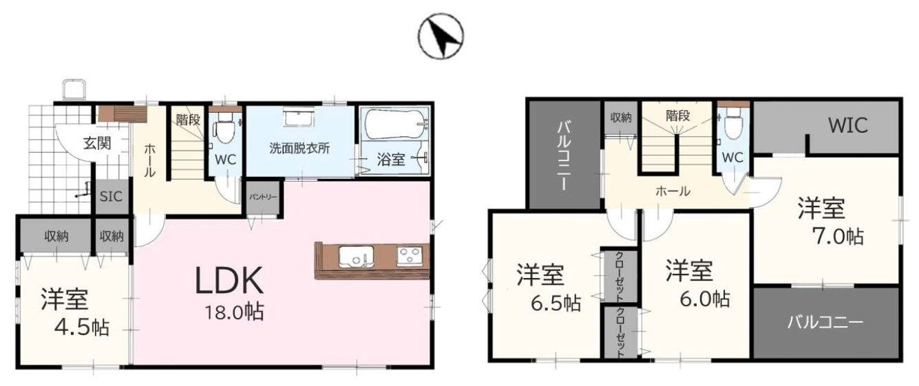 福津市東福間７丁目の新築一戸建の間取り