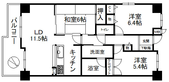 グリーンスクエア榛原駅前Ⅱ番館の間取り