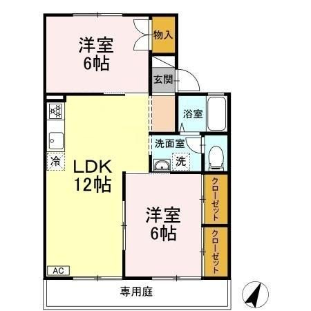 セジュール城之内　A棟の間取り