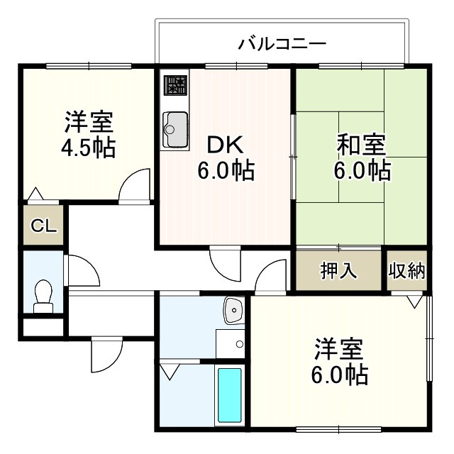 聖ソレアードB棟の間取り
