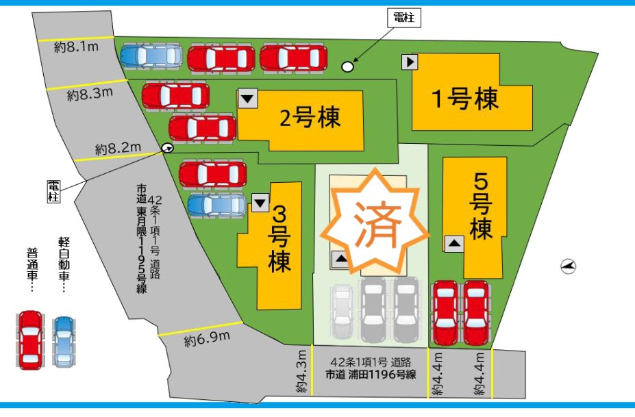 福岡市博多区浦田１丁目の新築一戸建の区画図