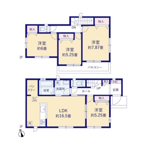 土浦市下高津3丁目　新築戸建　A号棟の間取り