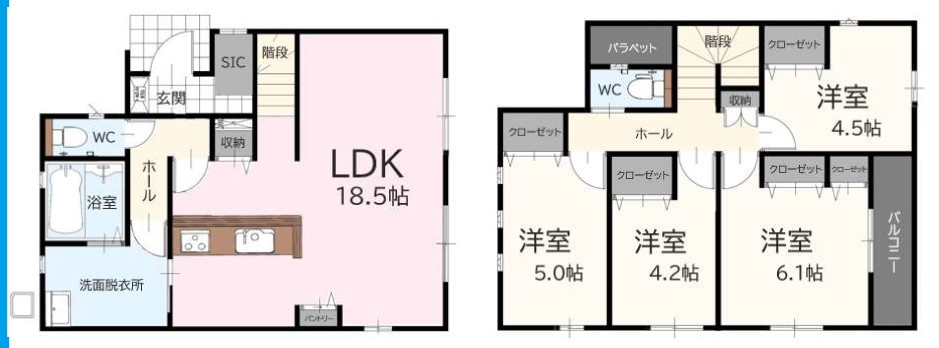 福岡市東区美和台５丁目の新築一戸建の間取り