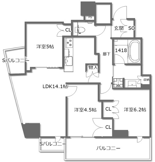 プラウドタワー北浜の間取り