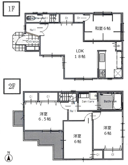 【間取り】 | 東住吉区公園南矢田2丁目 | 【4LDK、駐車＋駐輪スペース】LDK18帖♪全居室6帖以上♪