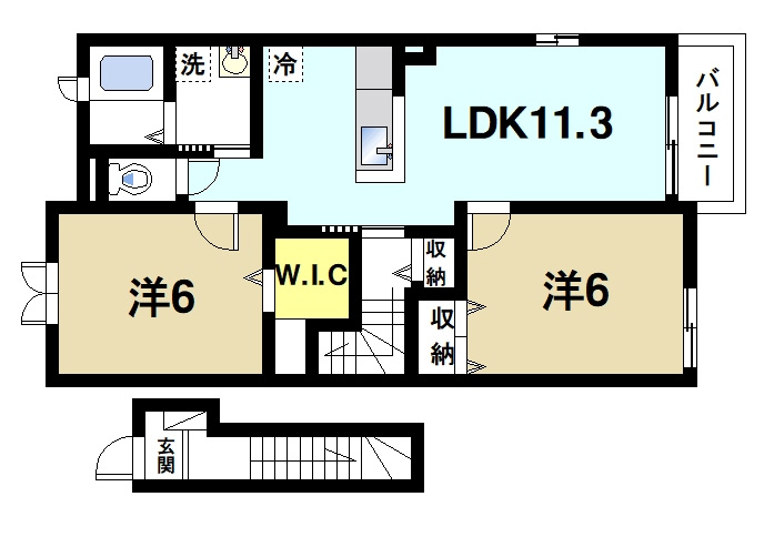 シャンテⅡの間取り|2LDKの間取り