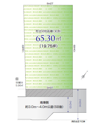 文京区千駄木5丁目　建築条件なし　南東道路の整形地の画像