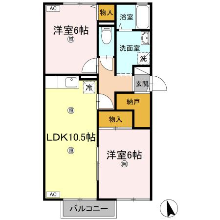セジュール妙見 B棟の間取り