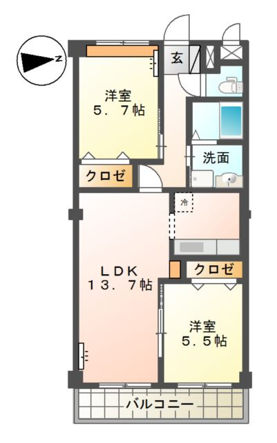 パールハイツＫの間取り