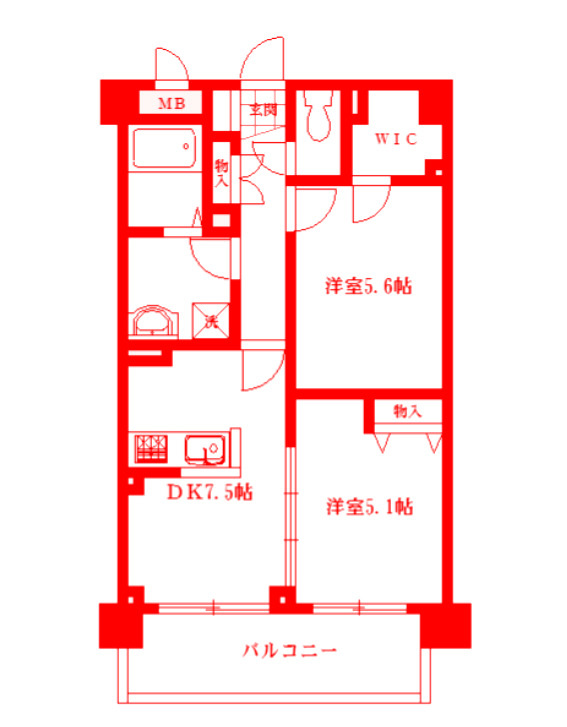 横浜市栄区笠間５丁目の賃貸マンションの間取り