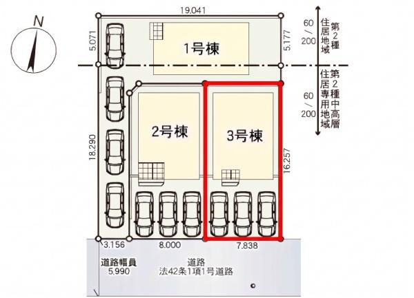 新栄町第1-3号棟の区画図|全体区画図です。